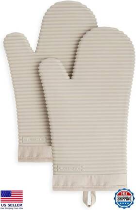 B08j8gzxkz Kitchenaid Silicone Oven Mitts 2-pack Ribbed Design 7.5 Inch X13 Heat Resistant Milkshake