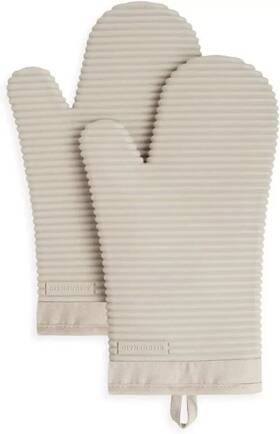 O2013117tdka205 Kitchenaid Silicone Oven Mitts 2-pack 7 Inch X13 Milkshake Tan Heat Safe
