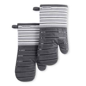 O2017467tdka Kitchenaid Albany Cotton Charcoal Grey Oven Mitt Set 2-pack