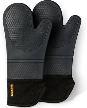 Kitchenware 445050013083 Pro Heat And Stain Resistant Silicone Oven Mitts Set Soft Cotton Lining Bbq Glo