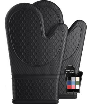 Kitsure Store 445001522589 Silicone Oven Mitts Set Of 2 Heat Resistant Gloves With Soft Lining