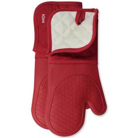 Klex 814491025332 Extra Long Silicone Oven Mitts 932 F Degrees Heat Red