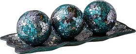 Kmwares 690770457205 12.4 Inch Mosaic Glass Decorative Tray Dish Plate With 3pcs 3 Turquoise