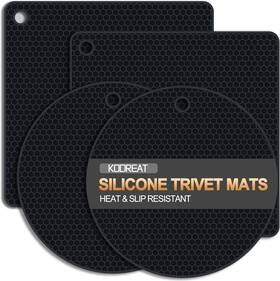 Kodreat 711181428926 4 Pack Silicone Trivets For Hot Dishes Heat-resistant Non-slip Pads Kit