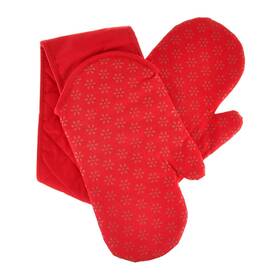 21537 Kuhn Rikon 3 Piece Potholder Plus Oven Mitt Set Red
