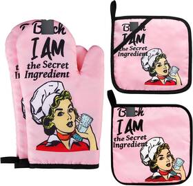 Om01 Kupenya Funny Oven Mitts And Pot Holders Sets Cooking Bbq Non-slip Quilting Grill