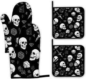 Kxst-580 313057734775 Skull Head Oven Mitts And Pot Holders Rose Heat Resistant Gloves