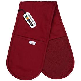 Laffair 065008138556 Double Oven Gloves Heat Resistant By - Maroon Non-slip Silico