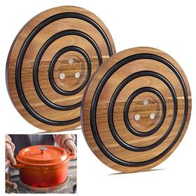 Wooden-trivet-26 Laiamer 2 Pcs Magnetic Wooden Trivets For Hot Pots And Pans Heat Resistant Acacia Wo