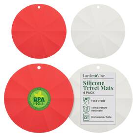 Lvka-4p-002-ca1.fg6 Larder & Vine Silicone Trivets For Hot Pots And Pans Set Of 4 Round Pads Kitchen