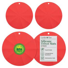 Lvka-4p-002-ca1 Larder & Vine Silicone Trivets For Hot Pots And Pans Set Of 4 Round Pads Kitchen