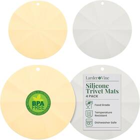 Lvka-4p-002-li3 Larder & Vine And Silicone Trivets For Hot Pots Pans Limoncello/french Gray