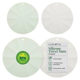Lvka-4p-002-sa7.fg6 Larder & Vine And Silicone Trivets For Hot Pots Pans Set Of 4 Round Pad