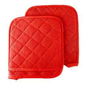 Lavish Home 191344122647 Pot Holder Set 2 Piece Oversized Quilted Cotton Holders By Red