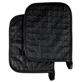 Lavish Home 191344122661 Pot Holder Set With Silicone Grip Quilted And Of 2 By Black