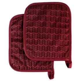 312756qps Lavish Home Burgundy Pot Holder Set With Silicone Grip Quilted And Heat Resistant