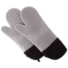 Lavish Home 313021260200 Silicone Gray Oven Mitts With Quilted Lining 2-pack