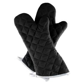 69-06-b Lavish Home Oven Mitt One Pair Oversized Flame Heat Big Mittens Pot Holders Black
