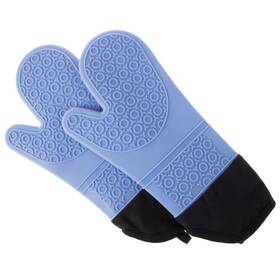 69-08-bl Lavish Home Blue Silicone Oven Mitts Extra Long Heat Resistant Comfortable 1