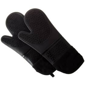 M036901 Lavish Home Oven Mitts Pair Heat Resistant Extra Long Silicone Kitchen Gloves Cotton