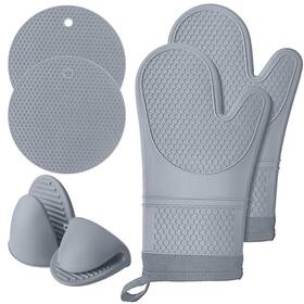 Drl-rhmn-010901 Lazebox Extra Long Silicone Oven Mitts With Soft Cotton Lining Non-slip Textured Grip