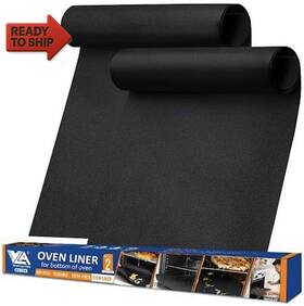 2pkt Lba Middle East Llc Black Oven Liners For Bottom Of 2 Pack Large Thick Heavy Duty 100% Non-stick Re