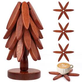 Lcwd 743054822364 Wooden Trivets For Hot Dishes Tree Shape Trivet Set Foldable Kitchen