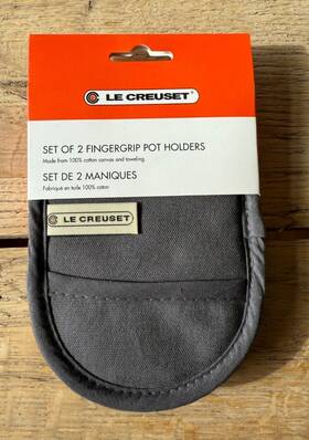 Le Creuset 630870208864 100% Set Of 2 Fingergrip Pot Holders Grey New