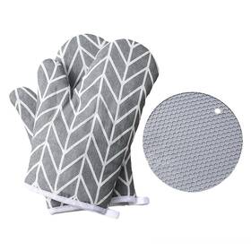 A-091s Leinoupt Oven Mitts And Pot Holders Gloves Non-slip Cooking Gray