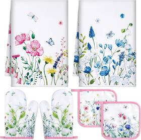 Leinuosen 313053163197 6 Floral Plant Oven Mitts And Pot Holders Sets Farmhouse Kitchen