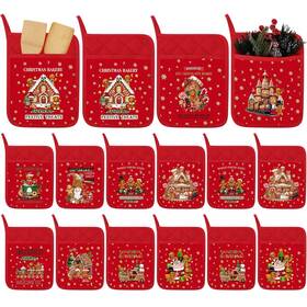 Koo-leinuosen-1603 Leinuosen 12 Pcs Christmas Pot Holders With Pocket Xmas Retro For Kitchen W