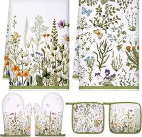 Koo-leinuosen-537 Leinuosen 6 Floral Plant Oven Mitts And Pot Holders Sets Farmhouse Kitchen