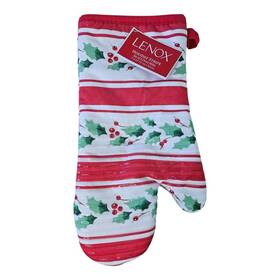 Lenox 719663061449 New Holly Christmas Xmas Mistletoe Berries Stripe Oven Mitts Set Of 2