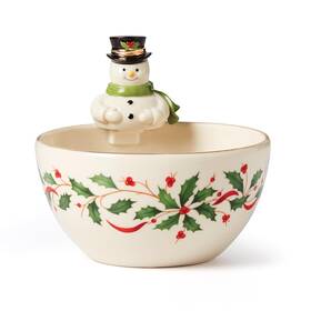 893504 Lenox Holiday Snowman Bowl Christmas Hosting 1.10 Red And Green
