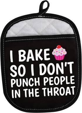 Levlo 705353606809 Funny Baker Gifts I Bake So Donftt Punch People In The Throat Oven Mitt C