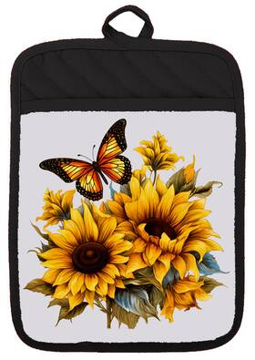 Dz014sph Liberty Flags And Gifts Pot Holder Oven Mitt Hot Pad 100% Cotton Sunflower Butterfly Kitchen