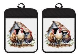 Dz311dph Liberty Flags And Gifts Pot Holders Oven Mitts Hot Pad Linen Towel Chickens Rooster Farmhouse