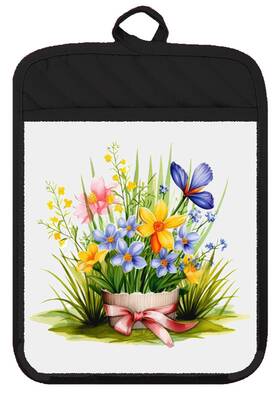 Dz357sph Liberty Flags And Gifts Pot Holder Oven Mitt Hot Pad Linen Towel Bouquet Wild Flowers Kitchen