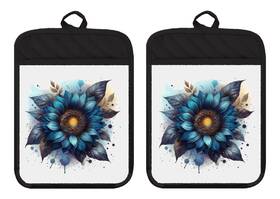 Dz432dph Liberty Flags And Gifts Blue Sunflower Fall Farmhouse Country Pot Holders Oven Mitt Linen Towel