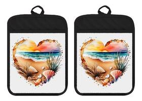 Dz435dph Liberty Flags And Gifts Dz433dph Beach Ocean Sunset Heart Country Gift Pot Holders Oven Mitt Linen Towel