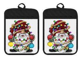 Xdz339dph Liberty Flags And Gifts Xdz338dph Gnome Santa Lights Ornament Pot Holders Oven Mitts Hot Pad Linen Towel