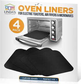 Lindas Essentials 711181723113 Toaster Oven Liners For Bottom Of 4 Pack Reusable Non-stick Heat Resistan