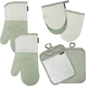 Linens 313112883844 Marlow Silicone Extra Long Oven Mitt And Pot Holder 6 Piece Set With Mini Mitts