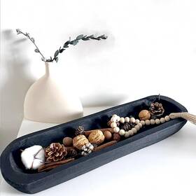 Hl1020 Linsuo Wooden Dough Bowl Decor Vintage Hand 10in/20in 20in Black