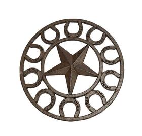 22245 Ll Home Star Horseshoe Cast Iron Trivet Brown