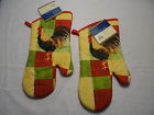 Long Pot 2 Mitt Rooster Pair Plaid Red Oven 13 Collector Glove Set " Farmer Two Farm
