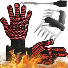 Long Professional Silicone Oven Mitts Quilted Liner Heat Resistant Pot Holders