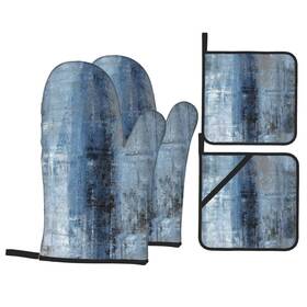 Potholder-20250213-2 Lonsant Blue And Grey Abstract Art Oven Mitts Pot Holders Sets Of 4 High Heat Res
