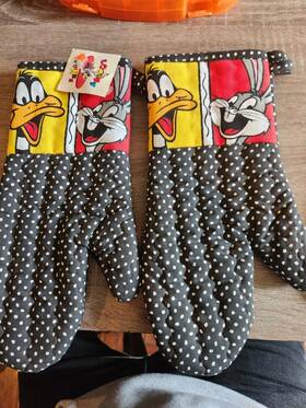 Looney Tunes 610934299557 Polkadot Kitchen Oven Mitt Potholder Bugs Bunny Daffy Duck 1993