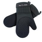 Lq-somblack Life Quintessentials Black Silicone Oven Mitts 1 Pair Of Extra Long Professional Heat Resistant 617561909514